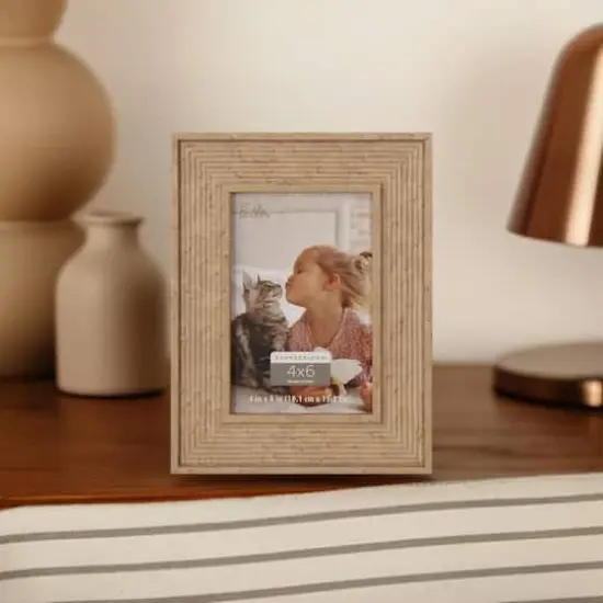 Expressions&trade; 4" x 6" Tan Ribbed Frame by Studio D&eacute;cor&reg; {4}