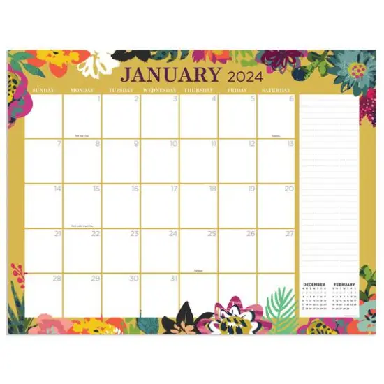 TF Publishing 2024 Floral Large Desk Pad Monthly Blotter Calendar {1}
