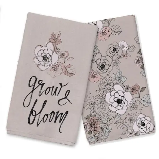 Grow and Bloom Tea Towel Set Gray {1}