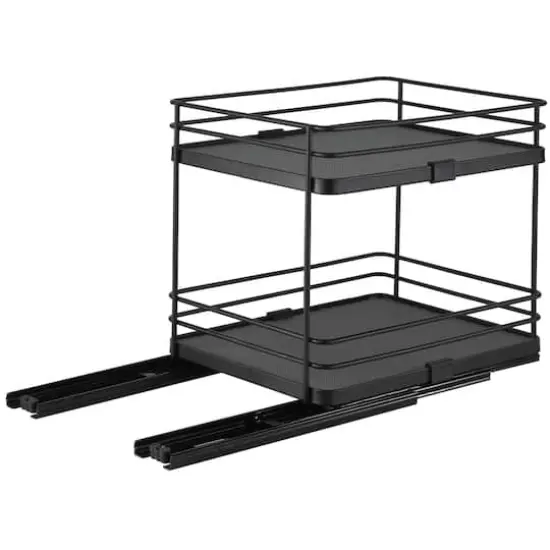 Organize It All Matte Black 2-Tier Slide Out Shelf Organizer {3}