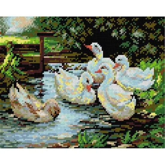 Orchidea Gobelin canvas for halfstitch without yarn after Aleksander Max Koester - Landscape with Ducks {1}
