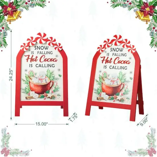 Glitzhome&reg; 2ft. Wooden Peppermint Easel Porch D&eacute;cor {9}