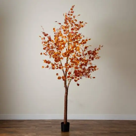 9ft. Pre-Lit Grand Autumn Eucalyptus Artificial Fall Tree with 700 Warm White LED Lights {11}