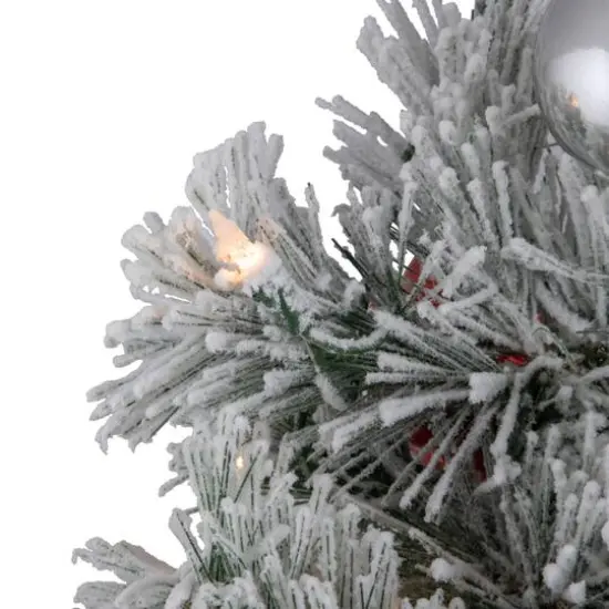 5ft. Pre-Lit Snowy Bristle Pine Artificial Christmas Tree in Silver Urn, Clear Lights {6}