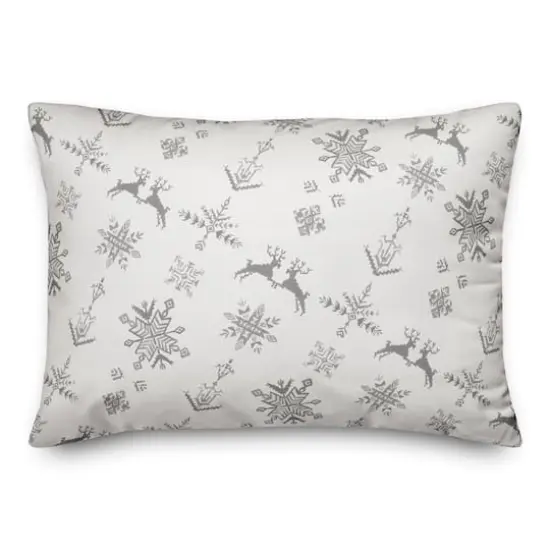 Neutral Christmas Deer Pattern Throw Pillow {1}