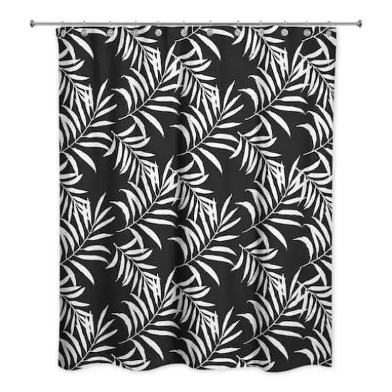 Palm Print Shower Curtain Black and White {1}