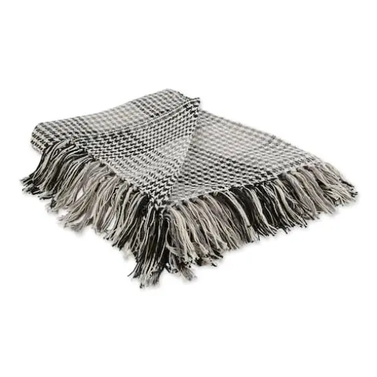 Black & Gray Houndstooth Plaid Throw {1}