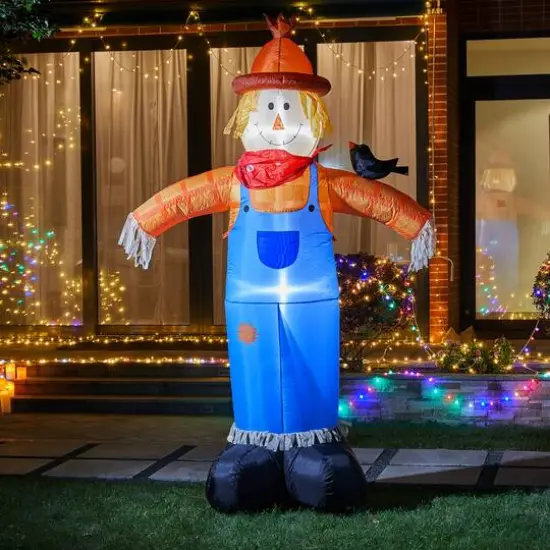 Glitzhome&reg; 9ft. Lighted Inflatable Scarecrow D&eacute;cor {3}