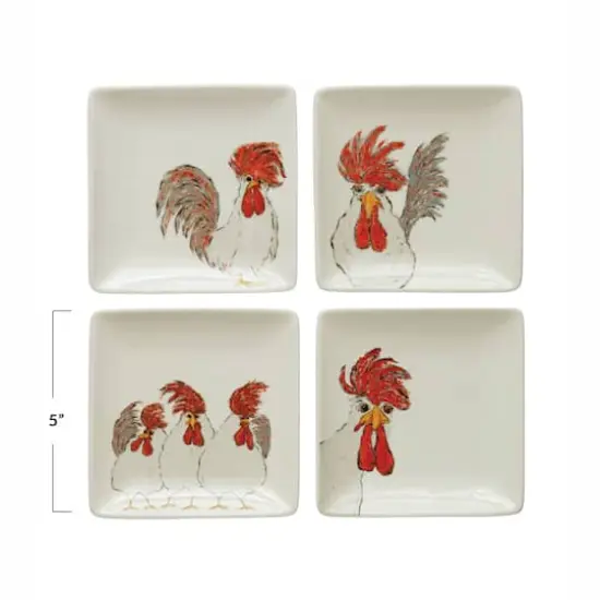 Hello Honey&reg; 5" Rooster Stoneware Plate Set {1}