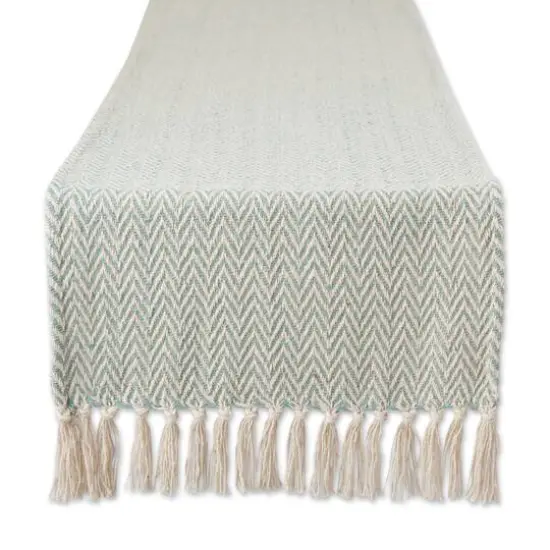 DII&reg; 108" Handloom Chevron Table Runner Jadeite {1}
