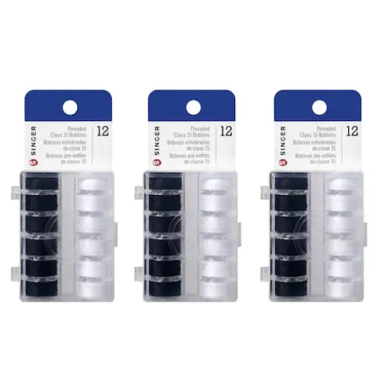 SINGER&reg; Class 15 Black & White Threaded Bobbins with Case, 36ct. {1}