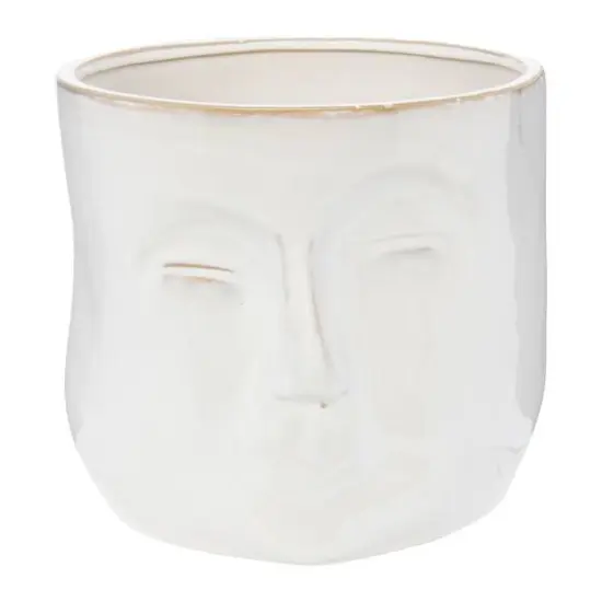 Hello Honey&reg; 7" White Stoneware Planter with Face {1}