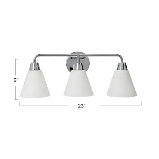 Hello Honey&reg; Robert Stevenson Lighting Brody Chrome Metal & Frosted Glass 3-Light Vanity Light {5}