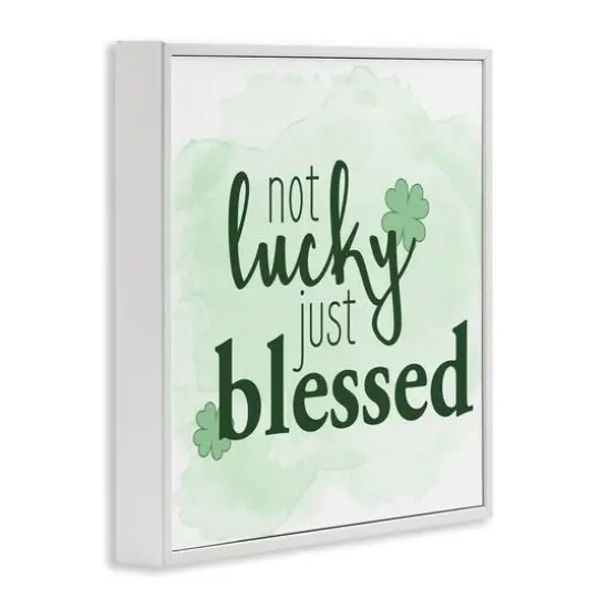 Stupell Industries Just Blessed Green Shamrocks Framed Giclee Art White {4}