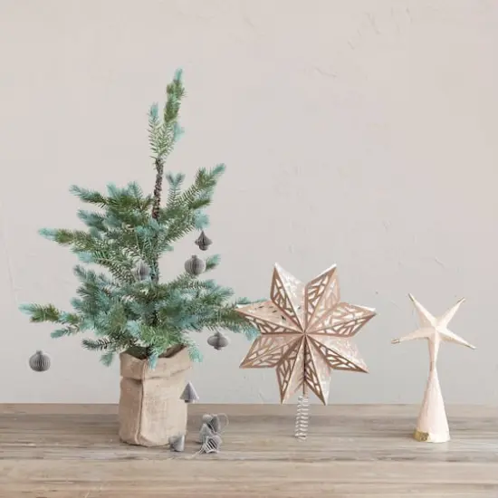 Hello Honey® 11.5" Hand-Painted Paper Mache Star Tree Topper with Gold Foil {3}