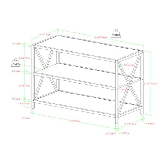 Walker Edison Gray Wash/White Metal X-Frame Industrial Wood Bookshelf {8}