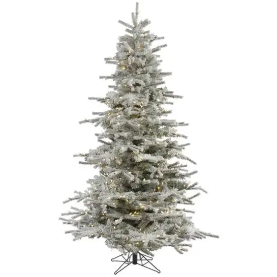 7.5ft. Pre-Lit Flocked Sierra Fir Artificial Christmas Tree, Pure White Dura-Lit&reg; LED Lights {1}