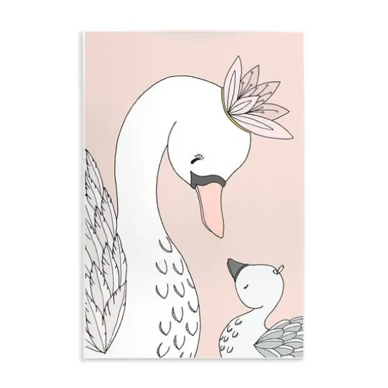 Stupell Industries Mother & Baby Swan Flower Crowns Princess Animals Wall Plaque Art {1}