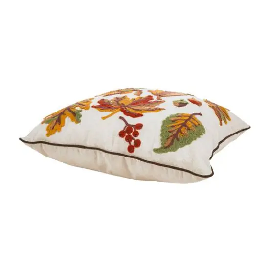 Glitzhome&reg; Embroidered Fall Leaves Pillow {15}