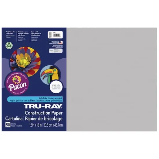 Tru-Ray&reg; 12" x 18" Construction Paper, 50 Sheets Gray {1}