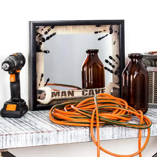 Man Cave Framed Printed Mirror {3}