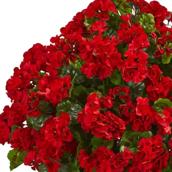 2.7ft. Red UV Resistant Geranium Artificial Plant in Slate Planter  {3}