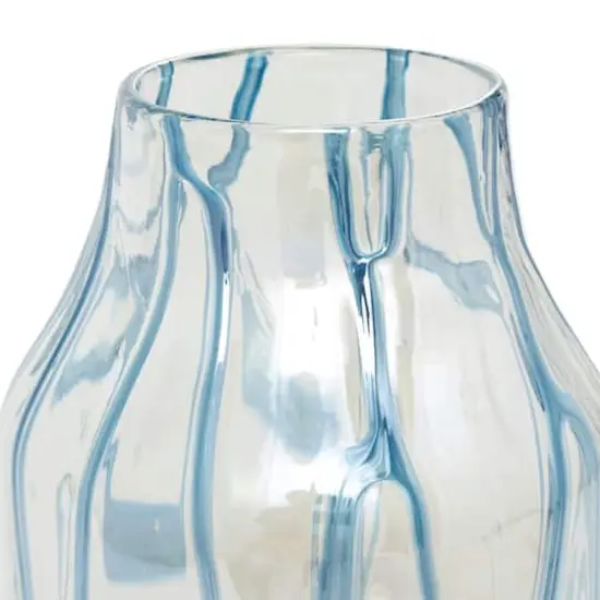17" Clear Vase with Wavy Blue Design {5}