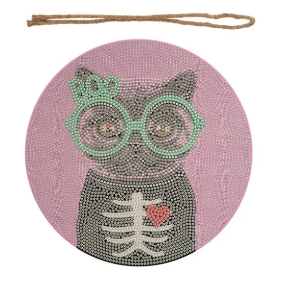 8" Boo Cat Round Wood Plaque Diamond Art Kit by Make Market&reg; {3}