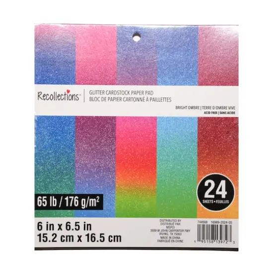 6" x 6.5" Bright Ombre Glitter Cardstock Paper Pad, 24 Sheets by Recollections&trade; {1}