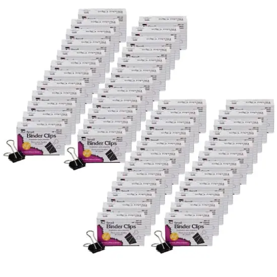 Charles Leonard 3/8" Black Binder Clips, 48 Packs of 12 {1}