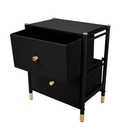 Simplify 2 Drawer Luxury Nightstand Black {6}