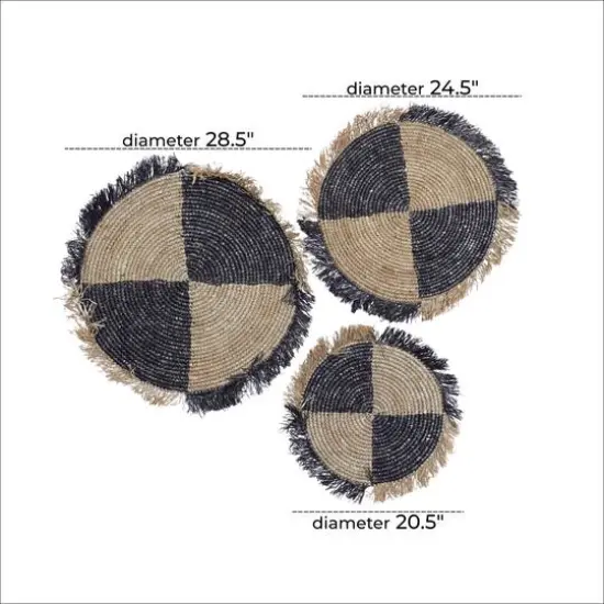 Set of 3 Brown Wood Boho Style Wall Decor 29", 21", 25" {7}