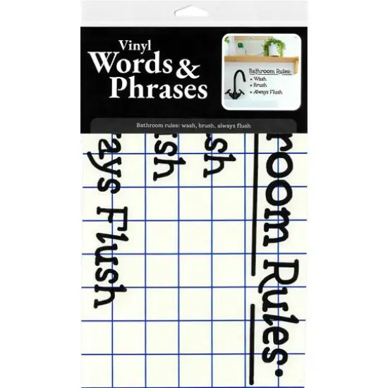 Leisure Arts&reg; Vinyl Bathroom Rules Wash Brush Always Flush Black Wall Decal {5}