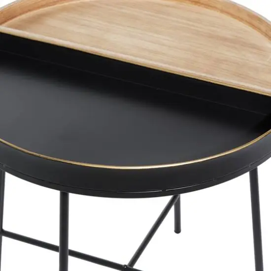 22" Black Metal Contemporary Accent Table {5}