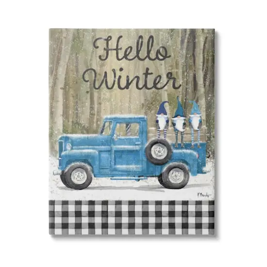 Stupell Industries Hello Winter Plaid Gnomes Canvas Wall Art {1}