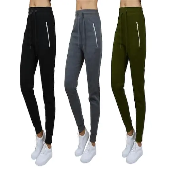 Galaxy by Harvic Women's Relaxed-Fit Jogger Sweatpants 3 Pack Black/Olive/Charcoal {1}