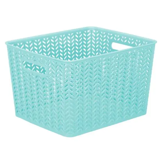 Simplify 13.75" Large Herringbone Storage Bin White {2}