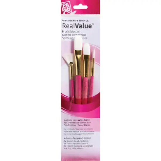 Princeton&trade; RealValue&trade; White Taklon 4 Piece Brush Set {1}