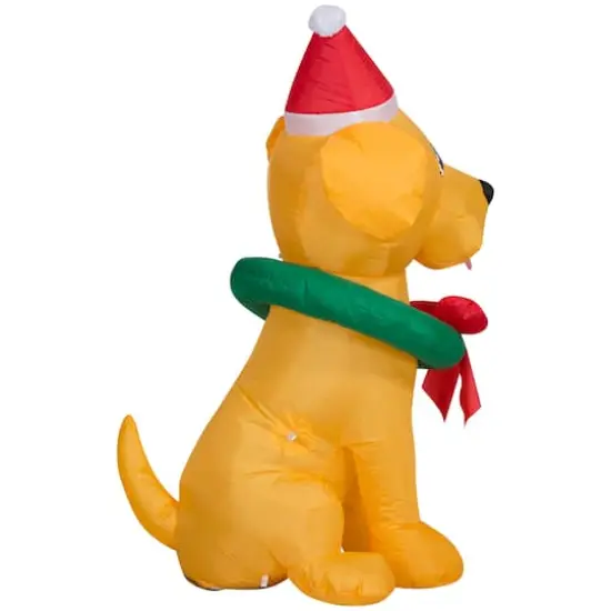 3.5ft. Airblown&reg; Inflatable Christmas Yellow Lab with Wreath {4}