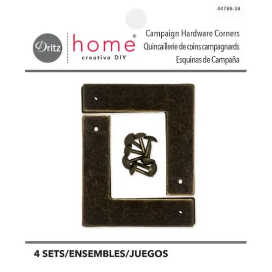 Dritz&reg; Small Antique Brass Home Smooth Campaign Hardware Corners, 3 Pack {1}