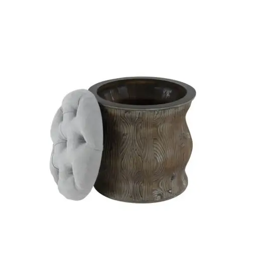 18" Chinese Fir Rustic Stool Light Gray {4}