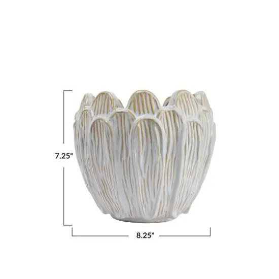 Hello Honey&reg; 8" Ivory Stoneware Flower Shaped Planter {7}