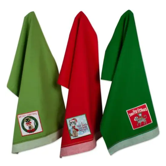 DII&reg; Christmas Kitty Embellished Dishtowel Set {4}
