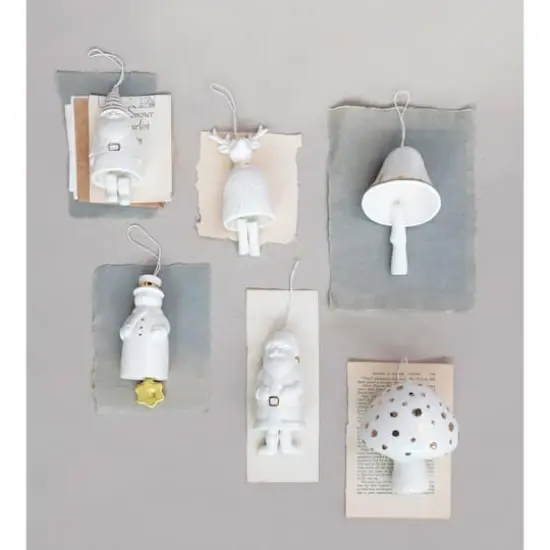 Hello Honey&reg; 6" White Stoneware Snowman Bell with Gold Electroplating {3}