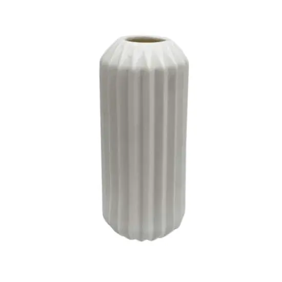 9" White Geometric Ceramic Vase by Ashland&reg; {3}