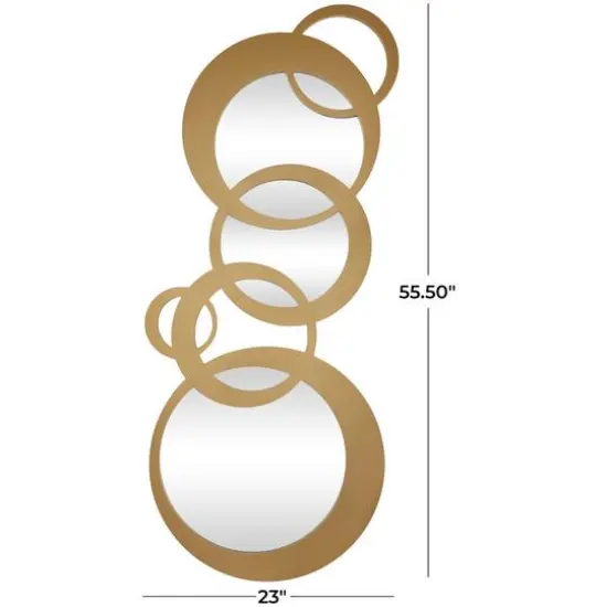 Gold Wood Circles Geometric Wall Mirror 56" x 1" x 23" {7}