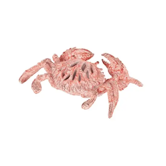 10" Polystone Crab Textured Decorative Sculpture Red {7}