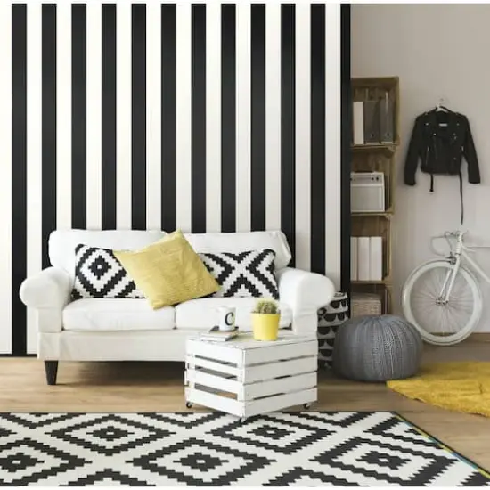 RoomMates Awning Stripe Peel & Stick Wallpaper Black {5}