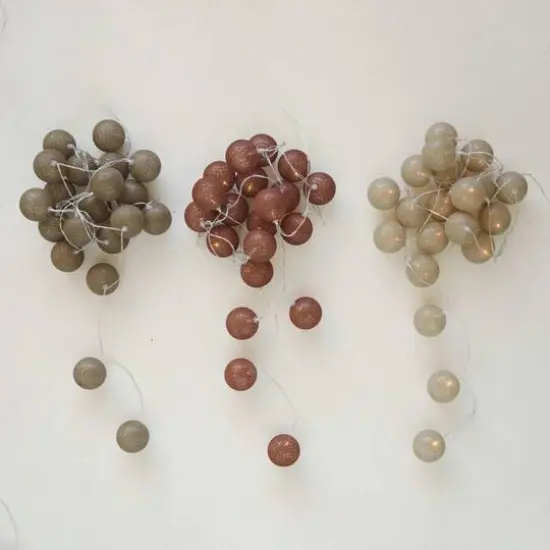 Hello Honey® 20ct. Taupe Fabric String Ball Lights with Plastic Cord {3}