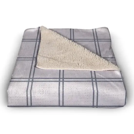 Slate Windowpane Sherpa Fleece Blanket {3}